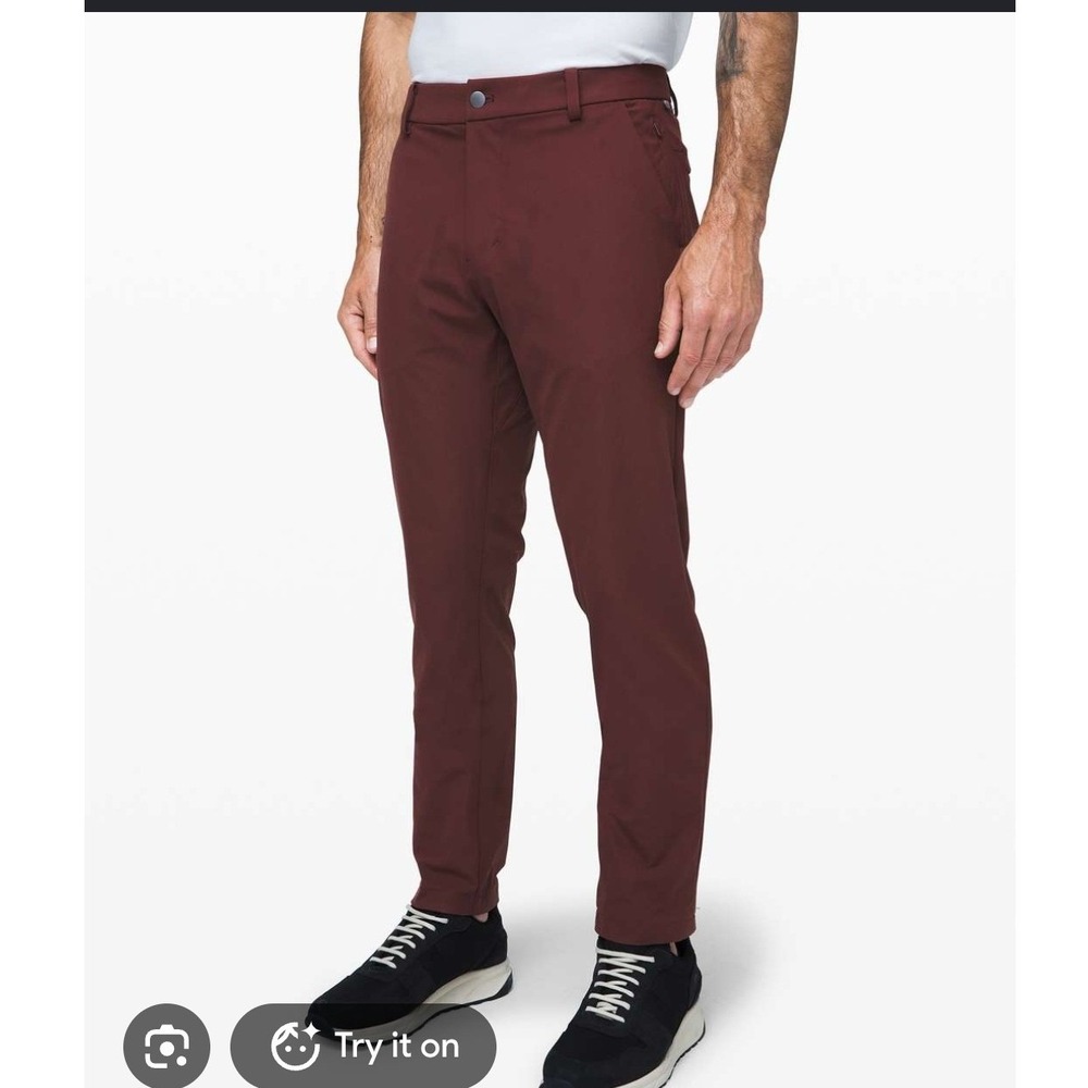 Lululemon Mens 33 Commission Pants Classic Warpstreme 32 Maroon Chino Trouser